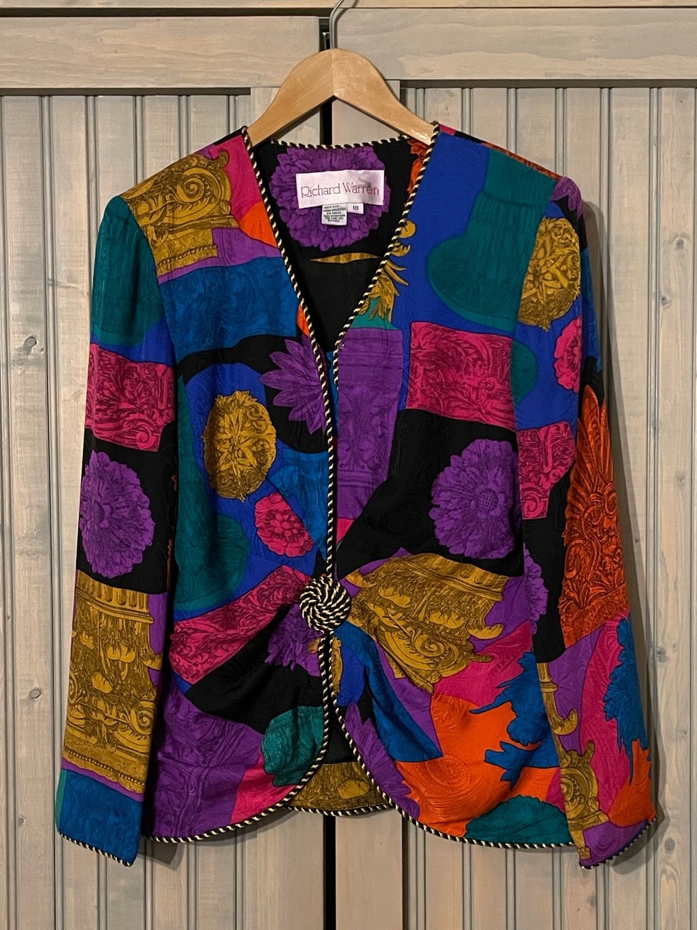 Silk Multicolor Patterned Blazer Jacket by Richard Warren